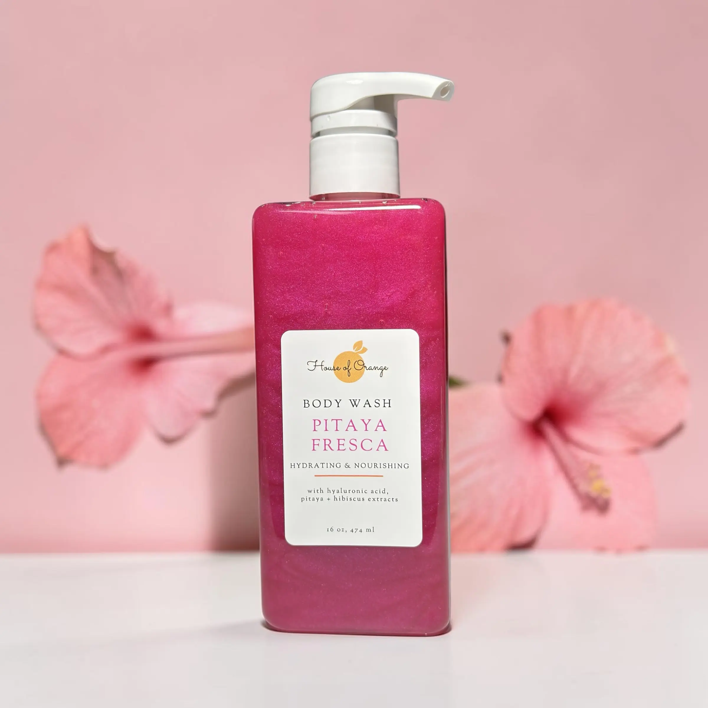 Hyaluronic Acid Body Wash/Pitaya, Hibiscus, Rose, Calendula, Aloe Juice, Sulfate Free, Paraben Free, Moisturizing, Softening, Hydrating