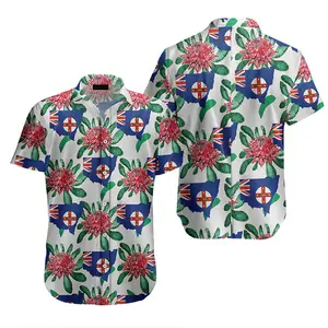 New South Wales Waratah Hawaiian Shirt, 100% Woven Polyester, Casual Polka Dot, Short Sleeve, Available in Sizes S to 5XL - Breathable