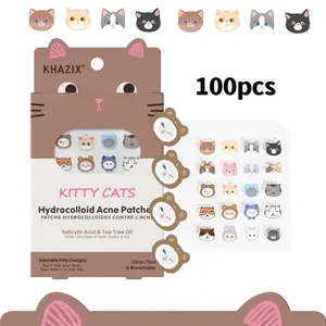 Cartoon Cute Cat-Shaped Acne Patches, Ultra-Thin and Breathable, 100pcs Per Box, Facial Acne Patches, Concealing Blemish Patches
