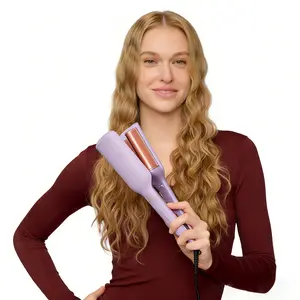 1-Inch Ionic Deep Wave Crimper, Negative Ionic Ceramic for Smooth Hollywood & Mermaid Waves, Adjustable Volumizing Hair Curler, Portable Travel Styling Tool, Gift Ready, Local Warehouse Shipping, 3-5 Days Delivery