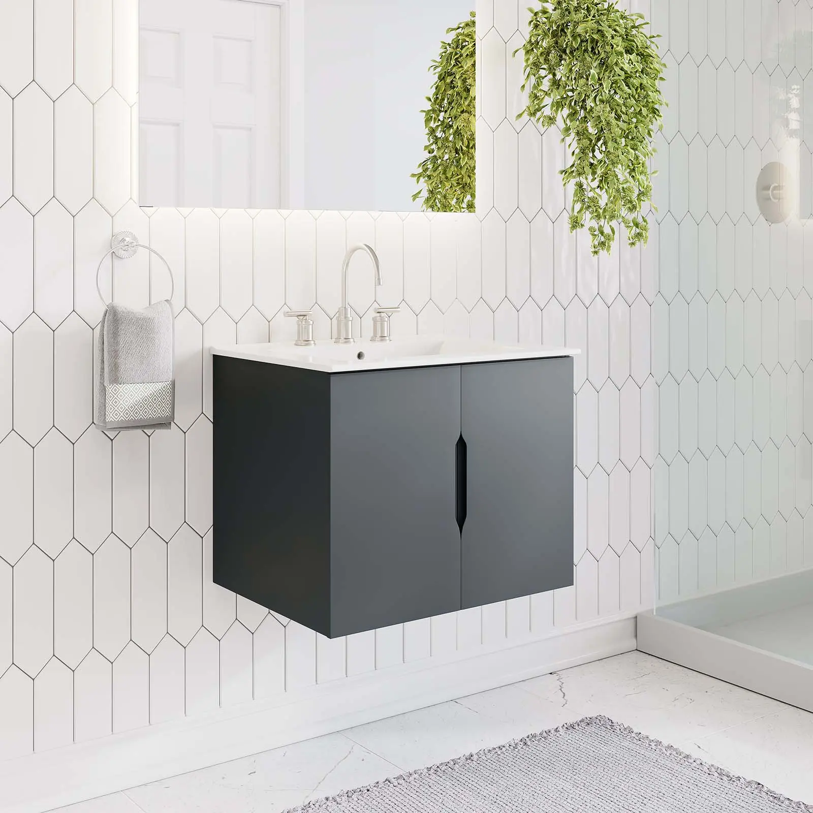 Modway Vitality 24" Bathroom Vanity in Gray White