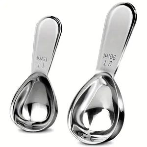 Coffee & Protein Powder Scoop Set, Brushed Stainless Steel Measuring Spoons, 1 & 2 Tablespoon, Fits Airscape Canisters, Kitchenware Utensils