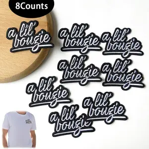 Classic Black and White Letters Funny Iron on Patches, 8 Counts English Embroidered Badges, Adult Humor Patch for Clothes Jeans Jackets Bags Hats, Unique Embroidery