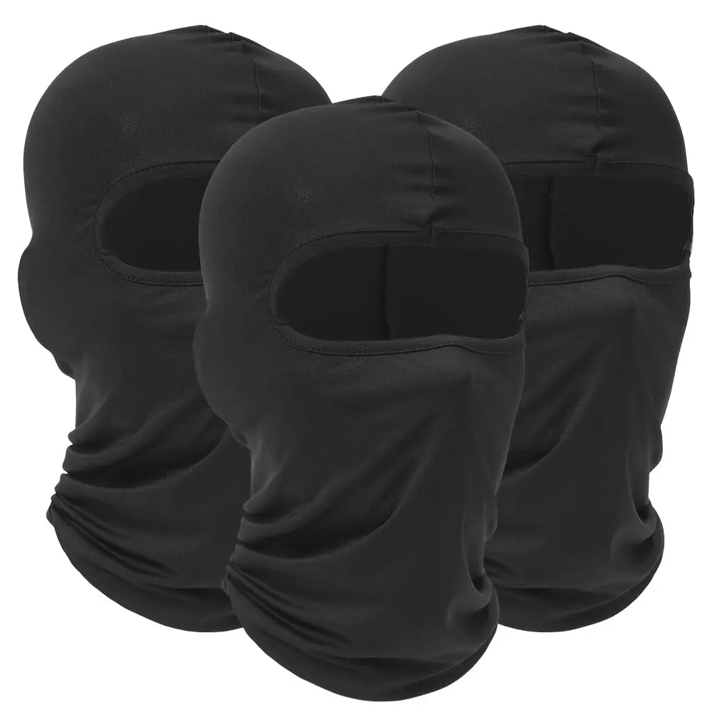 3pcs Black windproof motorcycle face mask, headband, scarf, unisex breathable balaclava—off-road motorcycle and bicycle accessories, suitable for outdoor riding, travel, and skiing.