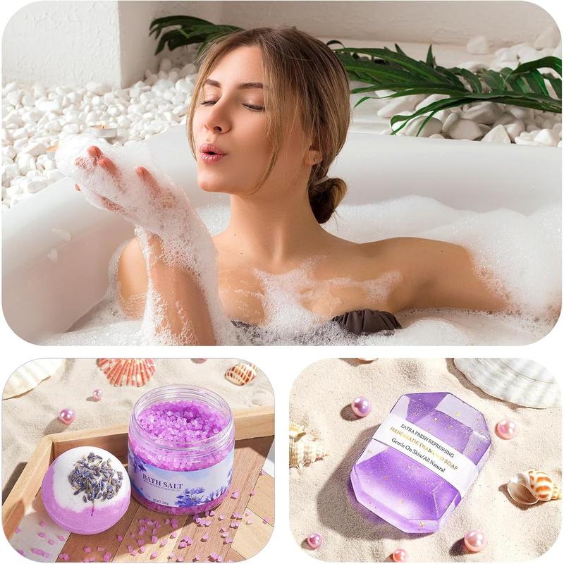 Christmas  for Women, 12 count Get Well Gifts for Her,   Basket for Mom, Wife, Girlfriend, , Purple Happy Birthday Gifts Set, Thank You  Relaxing Self Care Gifts - Lavender