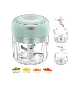 Electric Garlic Chopper, Portable Vegetable Chopper with 4 Sharp Blades, Wireless Mini Food Processor, Onion Grinder, Ideal for Vegetables, Garlic, Ginger, Chili, Nuts, Meat and More