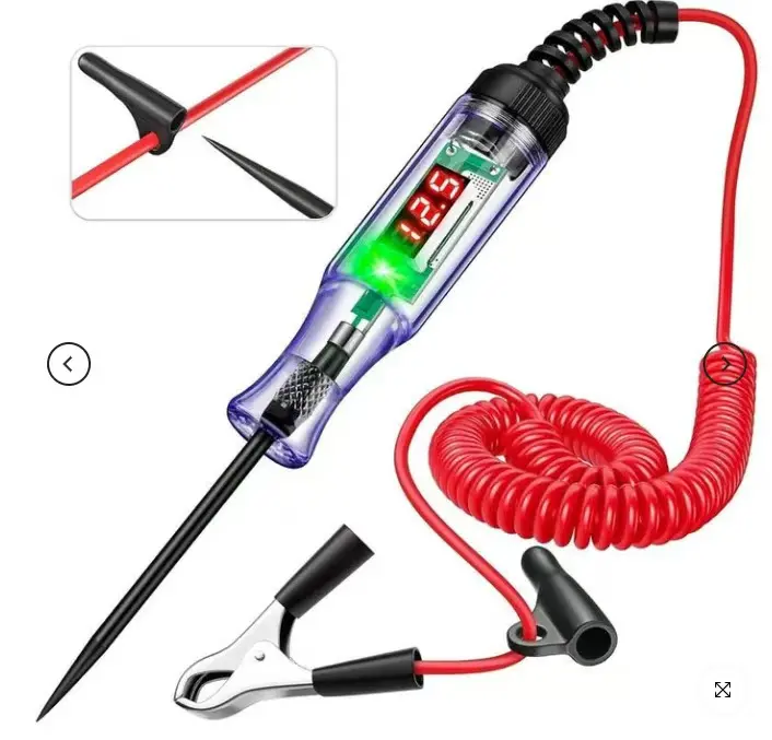 Automotive Circuit Test Probe Pen - 3-110V Digital Display Voltmeter, Voltage & Continuity Tester, LED Screen, Compact Design, Insulated Tip, Dual-Color Polarity Indicator, Safety Features, Manufacturer Warranty