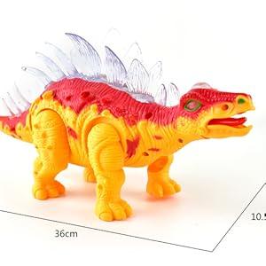 Electronic Walking Stegosaurus Jurassic Dinosaur Toy Figure for Toddlers w/Sounds, Tail Swing Action & Lights Dino Gift for Kids Boys Girls