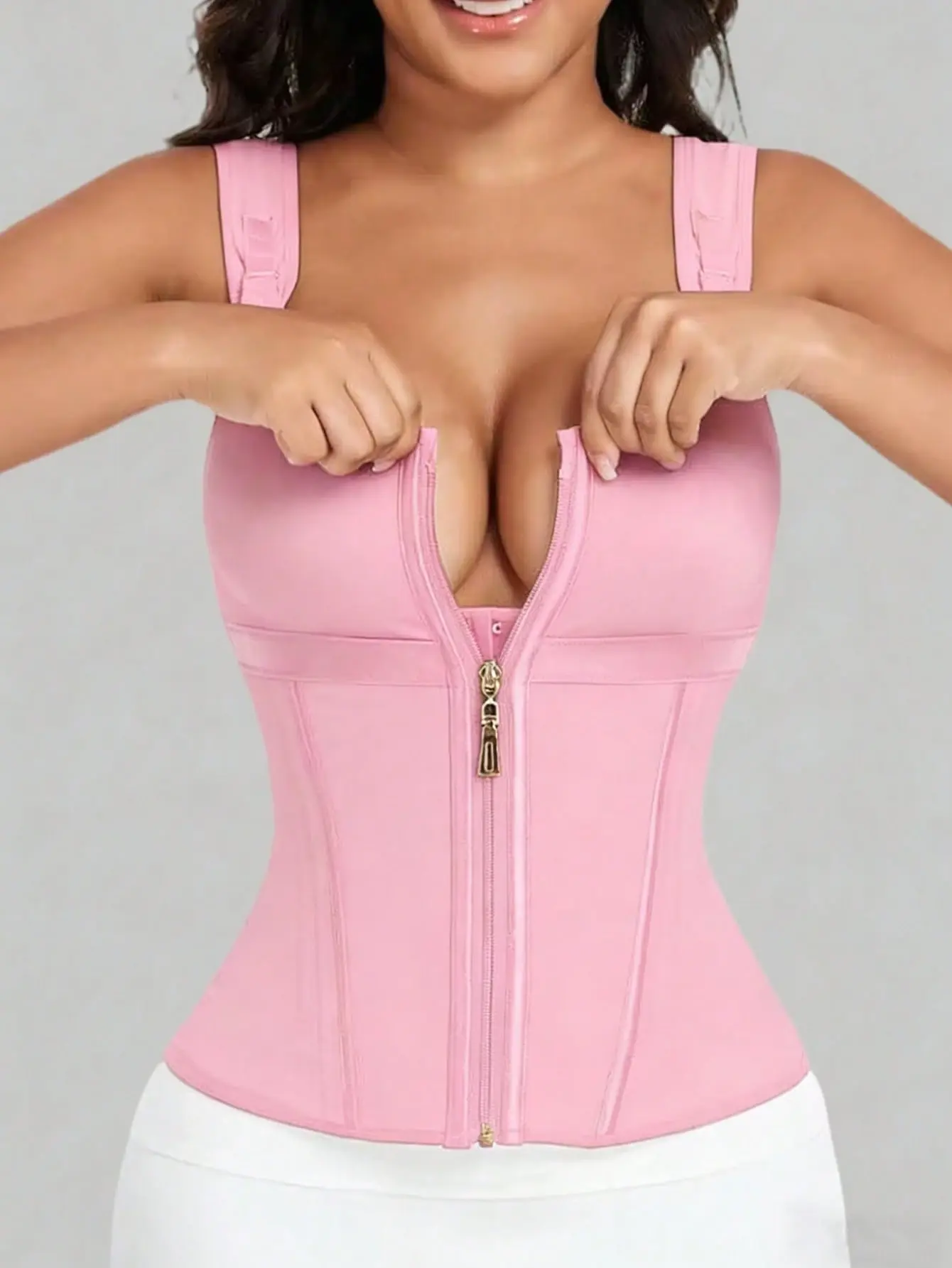 SHAPEGUY Women High Compression Waist Trainer Corset Shapewear Double Compression Vest Bra Tummy Control Body Shaper Postpartum Everyday Wear