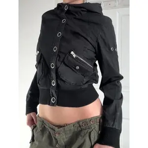 Women's Zipper Hooded Jacket, Long Sleeve Autumn Winter Coat, Basic Casual Lightweight Street Fashion Windbreaker with Pockets