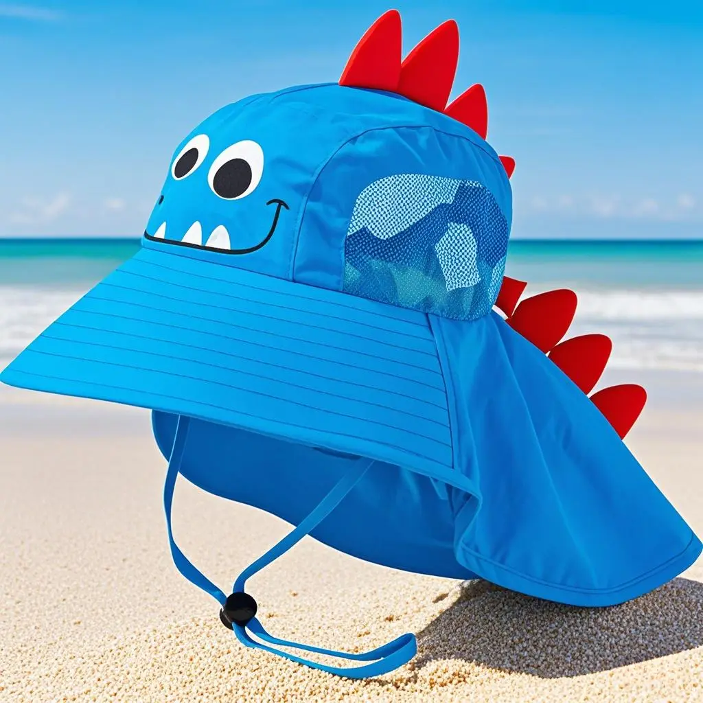 BHC24 Baby Sun Hat UPF 50+ Boy Girl Protection Hat Wide Brim Beach Hats with Mesh and Adjustable Chin Strap