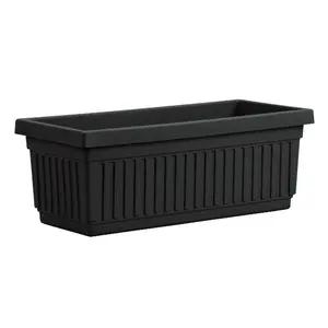 HC Companies Fluted Plastic Venetian Garden Flower Window Box, Black HC Companies Fluted Plastic Venetian Garden Flower Window Box, Black