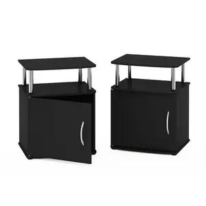 JAYA 2-Tier End Tables (Set of 2) – Americano & Metal-Finish, Multi-Function Stainless Steel Side Tables with Open Shelf for Bedrooms, Small Spaces, Metal-Finish End Tables