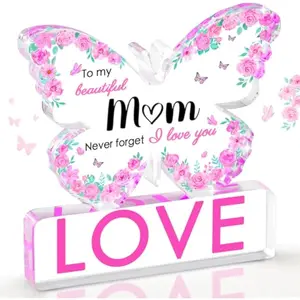 Birthday Gifts for Mom, Mom Gift, Mothers Day Gifts - Butterfly Acrylic Plaque, Valentines Day Christmas Mother's Day Present for Mom from Daughter, Son