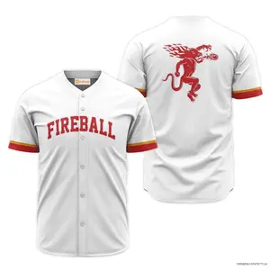 Fireball White Jersey Shirt For Men Dad Friend, Trendy Gift, Aloha Shirt
