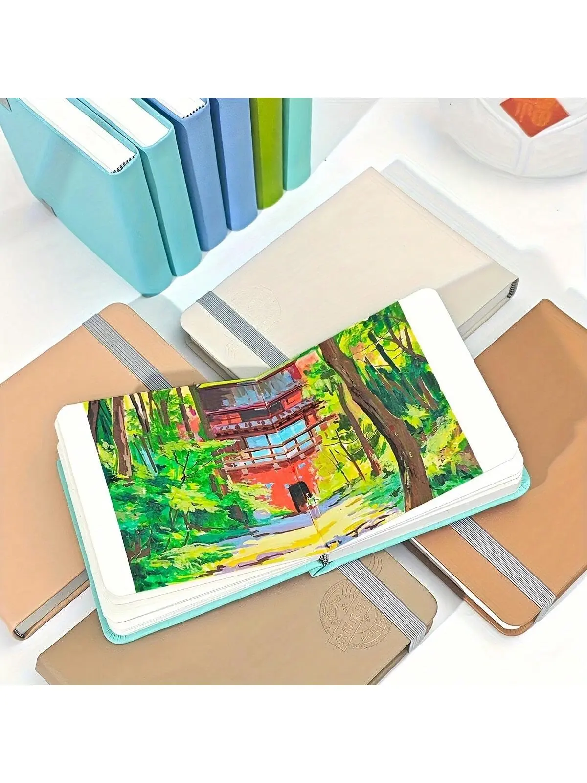 Bohemian Style Pocket Painting Notebook - 5.7x4.13 in Portable Home Supplies Accessory, Matte Faux Leather Cover, Smooth Texture, Ideal for Art Journaling, Travel