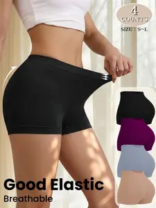 Women's Seamless Mid-Waist Casual Shorts, Breathable Elastic Fabric, Skin-Friendly Anti-Chafe, Skirt-Loving Underwear, All Seasons Wear, Womenswear, Soft Breathable Panties