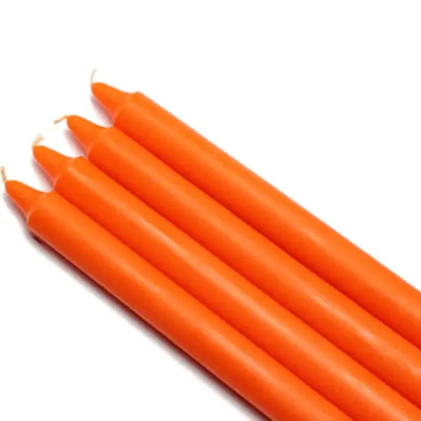 212 MAIN 10 in. Unscented Smokeless Straight Handpoured Wax Taper Candles - 12-Piece Orange Long-Burn Decorative Accent Home Decor Candles, Decorative Accent Candles