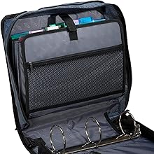 Case-it Mighty Zip Tab School Zipper Binder | 3-Inch O-Rings, 600-Sheet Capacity, 5-Subject Expanding File Folder, Multiple Pockets & Storage Organizer, Shoulder Strap | D-146 Light Blue Daisy