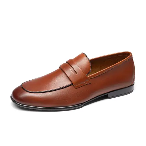 BRUNO MARC Men's Classic Cow Hide Penny Loafers - Business Casual Dressier Loafers, Foldable Slip-On Walking Shoes, All Seasons All-Day Ease Barefoot Style Footwear with Piano-Key Grip (TikTok Shop Back to School)