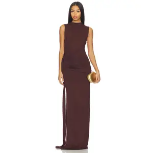 MORE TO COME Stacie Maxi Dress in Dark Brown