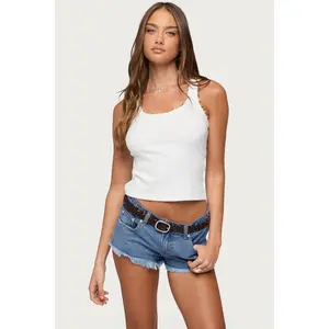 Gemstone & Bead Ribbed Tank Top