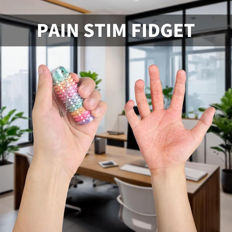 Stim Fidgets Tool for Anxiety Little Ouchies Pain Pocket Fidget Toys Adults Spiky Design for Stress Anxiety Focus Relief, Rotating Keychain, Novelty Gift