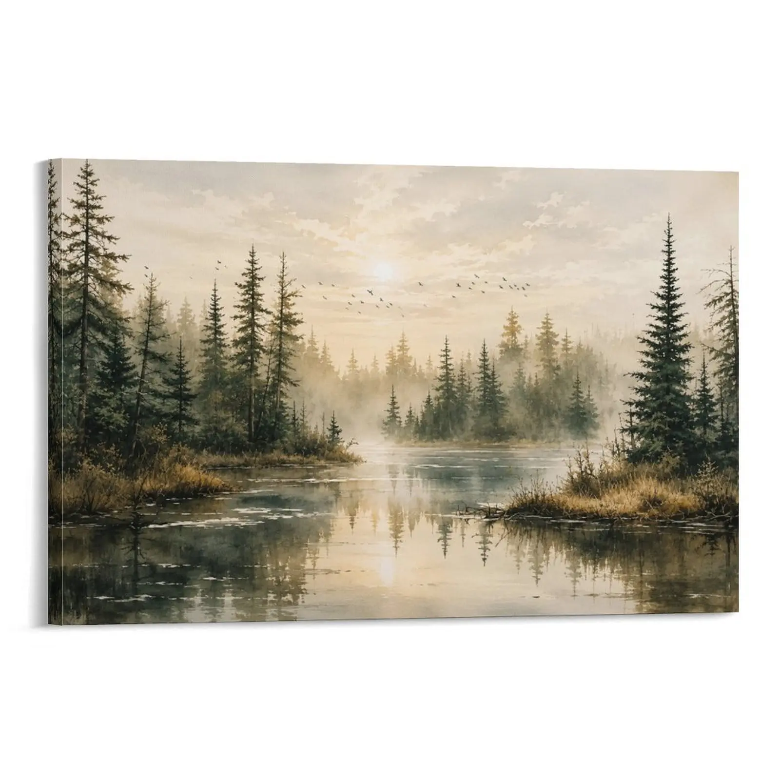 Forest River Framed Canvas Wall Art, Large Modern Landscape Decor for Living Room, Bedroom, Office Prints (Home Decor Artwork)