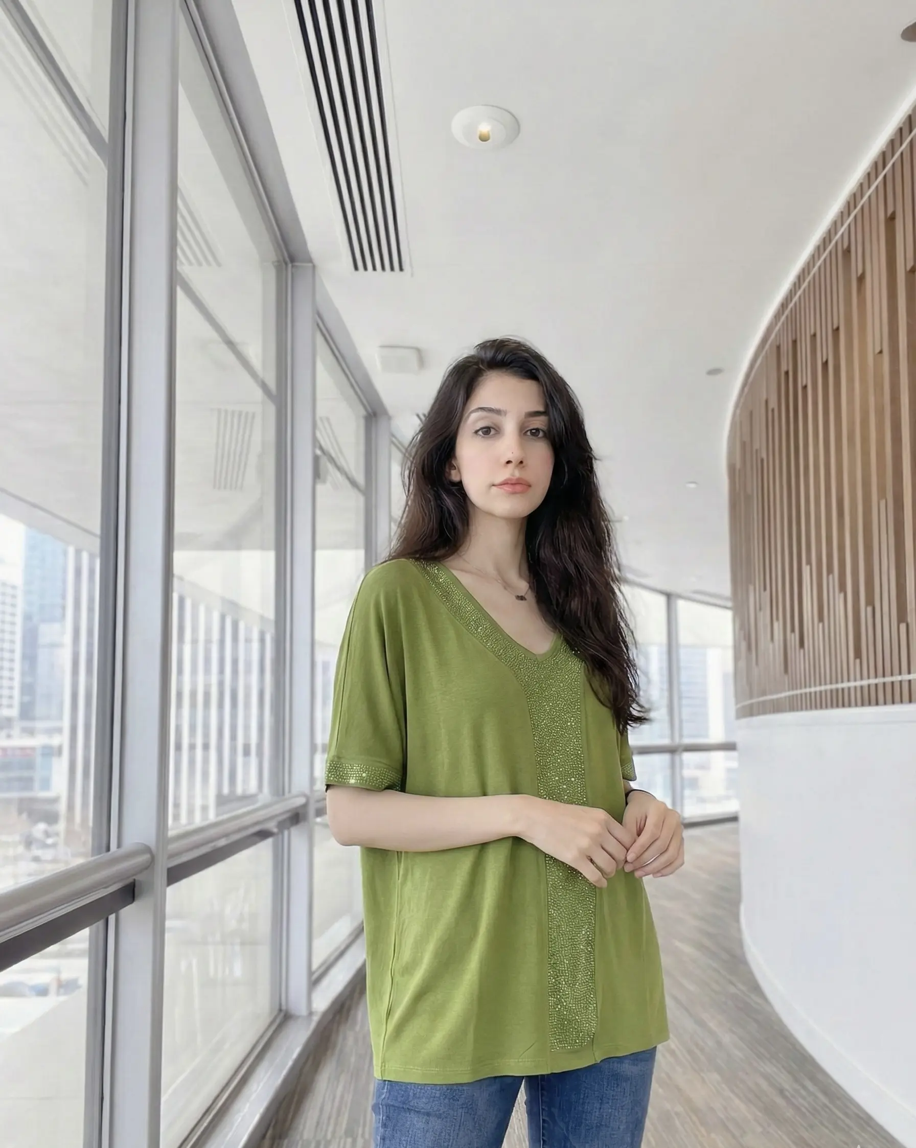 sparkly green shirt