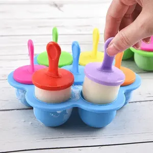 7 Grids DIY Ice Cream Popsicle Silicone Mold Ice Cream Ball Maker Popsicles Molds Baby Fruit Shake Home Kitchen Accessories Tool