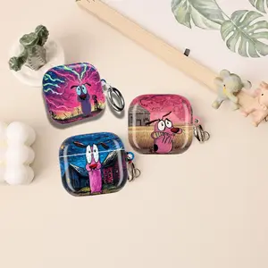 Courage the Cowardly Dog Neon Storm Psycho Art Earbuds Case Cover for Apple AirPods Pro 1, 2, 3, AirPods 1,2,3,4