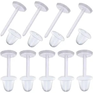 BronaGrand 500 Pairs Plastic Earring Posts and Backs, 5mm Clear Earrings Pins Rubber Earring Safety Backs Earnuts