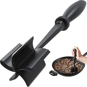 Meat Chopper & Masher - Heat Resistant Non-Stick Food-Grade Nylon Kitchen Utensil for Ground Beef Turkey & More - Ergonomic Design & Durable Material for Effortless Cooking