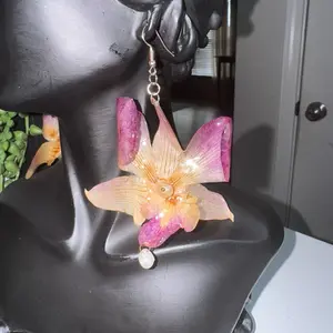Dendrobium Orchid Handcrafted Earrings for Women & Girls - Elegant Design with Unique Shape fashion creative jewelry dangly