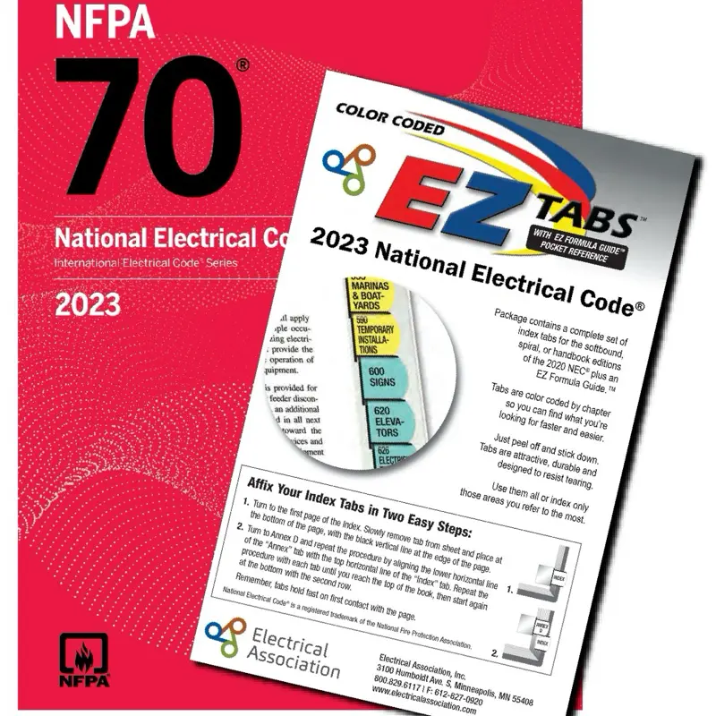 NEC 2023 Electrical Codebook with Index Tabs and Pre-Tabbed Options