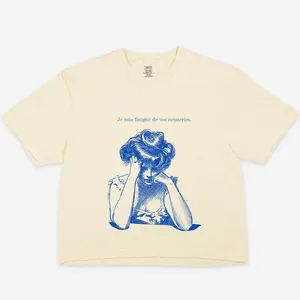 2026 Je Suis Fatigué French Quote Crop Top - Vintage Aesthetic Paris Graphic Tee