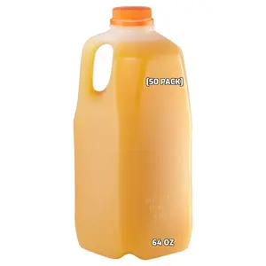 [50 PACK] Empty Plastic Juice Bottles with Tamper Evident Caps 64 OZ - Half Gallon, Smoothie Bottles - Ideal for Juices, Milk, Smoothies, Picnic's and even Meal Prep by EcoQuality Juice Containers
