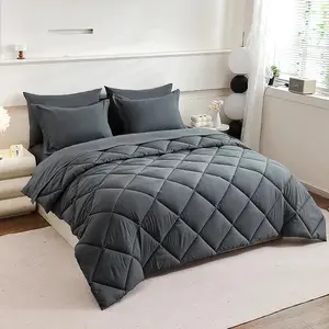 Premium 7-Piece Bedding Set Mattress Topper Comforter Pillowcases Flat Sheet All Filled Durable Polyester for Comfort Relaxation