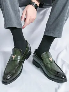 Men's Business Style Checked Pattern Slip on Loafers, Fashionable Comfortable Retro Casual Shoes for Daily Wear, Lightweight Breathable Shoes for Men, Boy