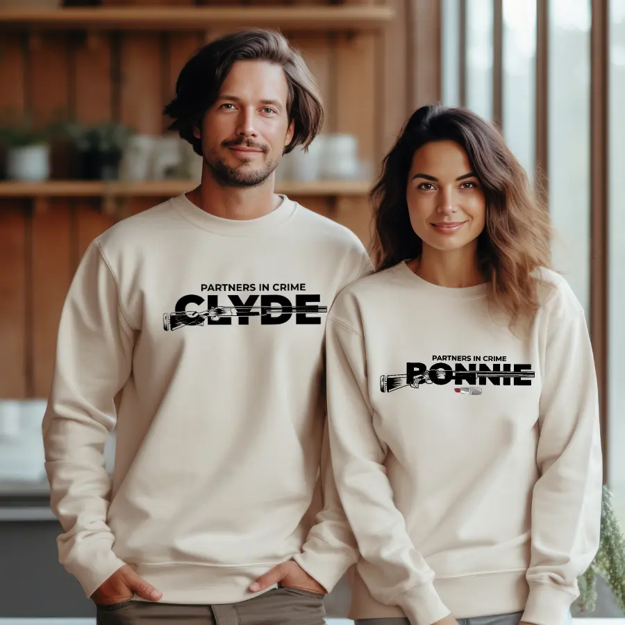 Partners In Crime Bonnie and Clyde Hoodie, Just Married Shirts,  matching sweatshirt, couples gift, valentines day gift