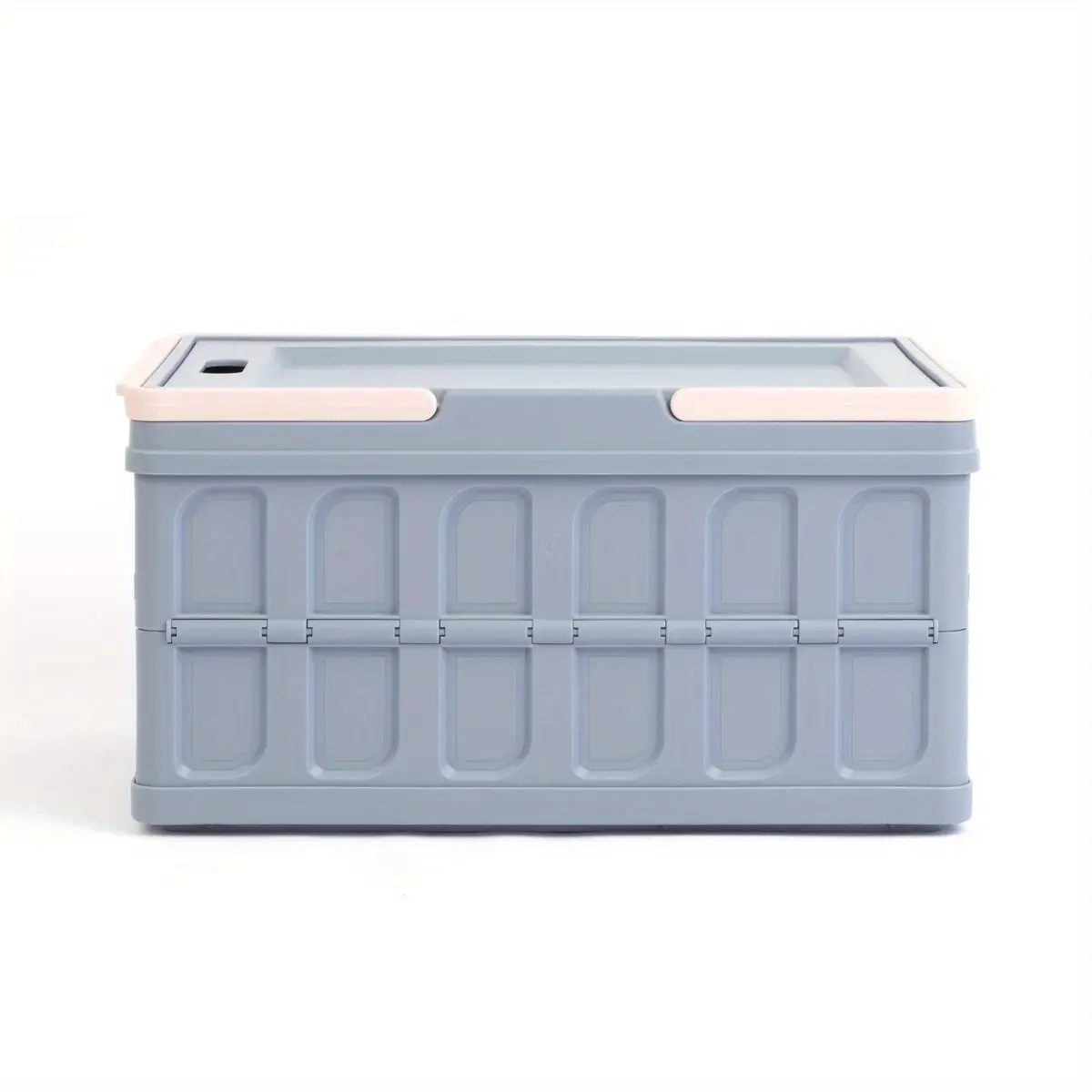 9 Gallon Waterproof Picnic Basket with Carry Handle, Large Collapsible Storage Box with Lid, Stackable Storage Container, Gray