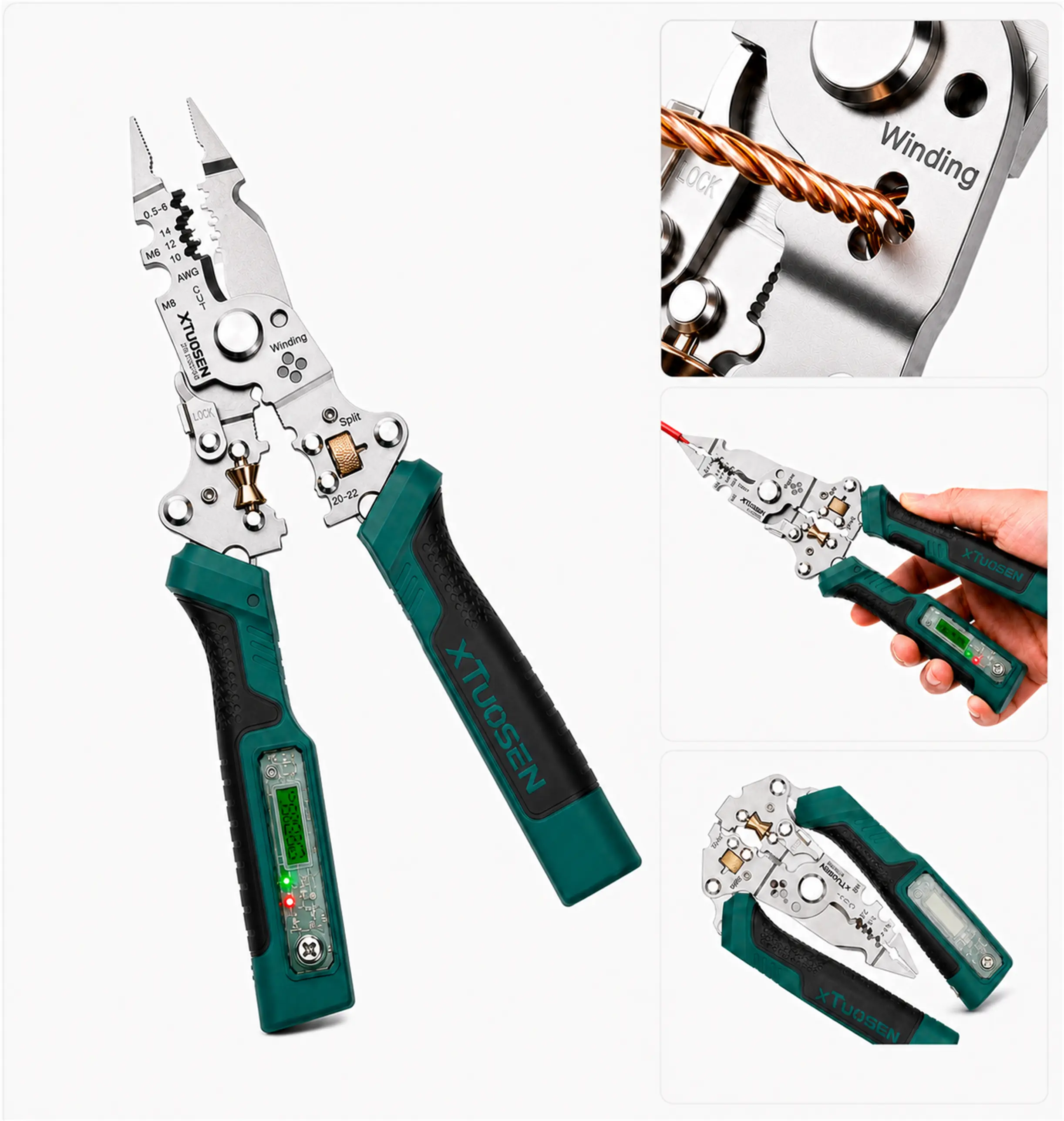 【16 In 1】Wire Stripper & Voltage Tester Pliers, Multifunction Electrician Tool for Wire Cutting, Stripping, Twisting & Testing, Professional Electrical Tool Kit for Home Improvement, DIY Projects & Gifts neutral
