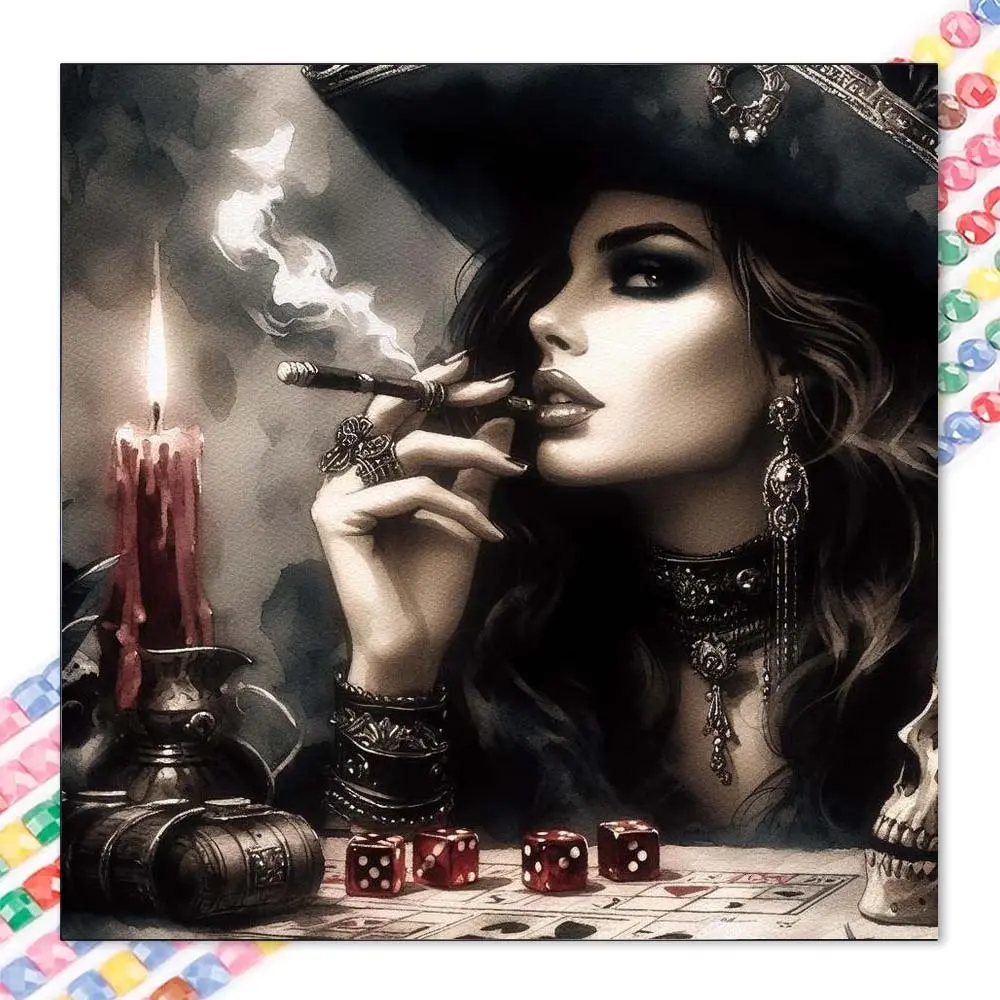 1pcs 5D DIY diamond painting kit, 5D diamond art set, DIY decoration, candle, dice, skull diamond painting kit full round drill DIY, mosaic, diamond art, DIY art home decoration, suitable for Halloween and Christmas.