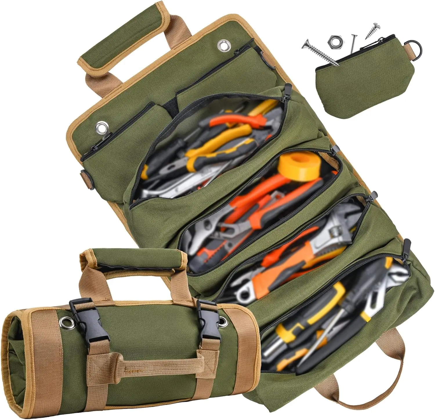 Tool Bag, Tool Bags for Men, Heavy Duty Tool Organizer, Portable Roll Up Tool Bag Gifts For Him, Mechanic, Electrician and Hobbyist, Car Tool Roll Organizer