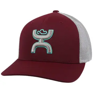 Hooey "Coach" Maroon & Grey Mesh 5 Panel W/ 3D Logo - 2112MAGY