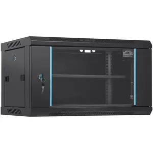 6U Wall Mount Network Server Cabinet, 15.5'' Deep, Server Rack Cabinet Enclosure, 200 lbs Max. Ground-mounted Load Capacity, with Locking Glass Door Side Panels, for IT Equipment, A/V Devicesc