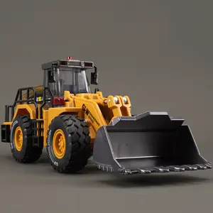 Alloy Bulldozer Construction Toy with Removable Engine Hood Movable Roller Rubber Tires Inertia Sliding Function Light & Sound Effects for Kids Interactive Play