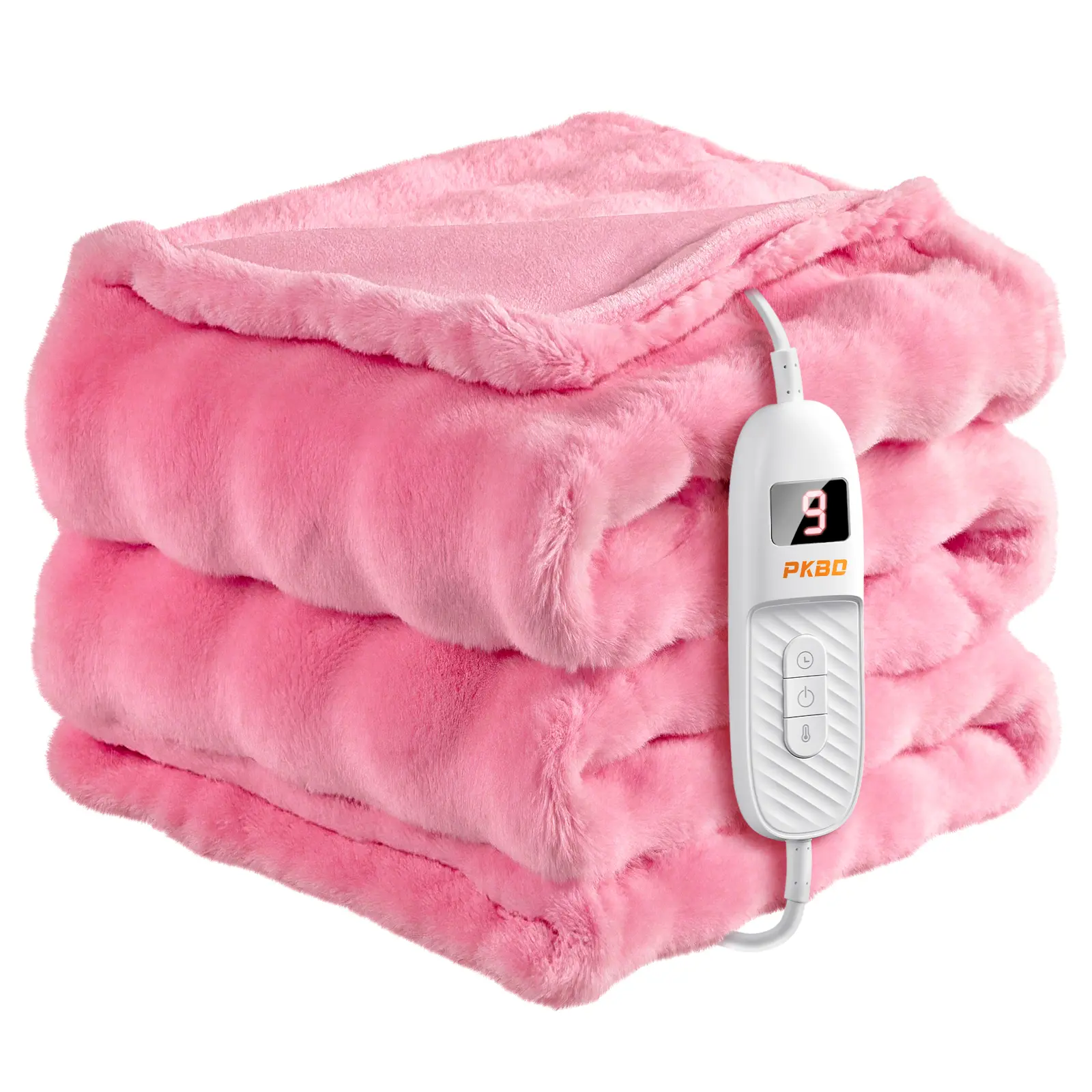 PKBD Luxury Look Electric Heated Blanket - Multifunctional Blanket for Home, Faux Rabbit Fur Throw with Smart Controller, 9 Heat Levels, Auto-Off, Full Body Warming, Machine Washable Gift Idea