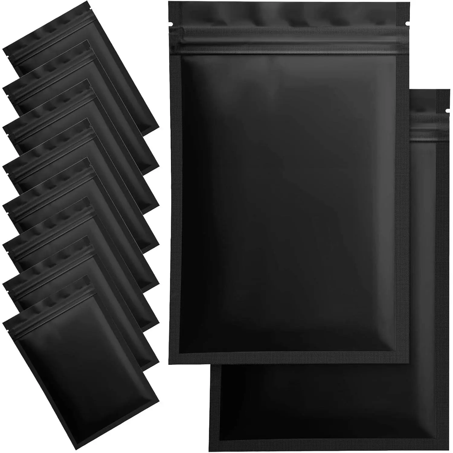 100 Pack Smell Proof Mylar Bags for Food Storage - 3 x 4.5 Inch Resealable Packaging Pouch Bags Matte Black