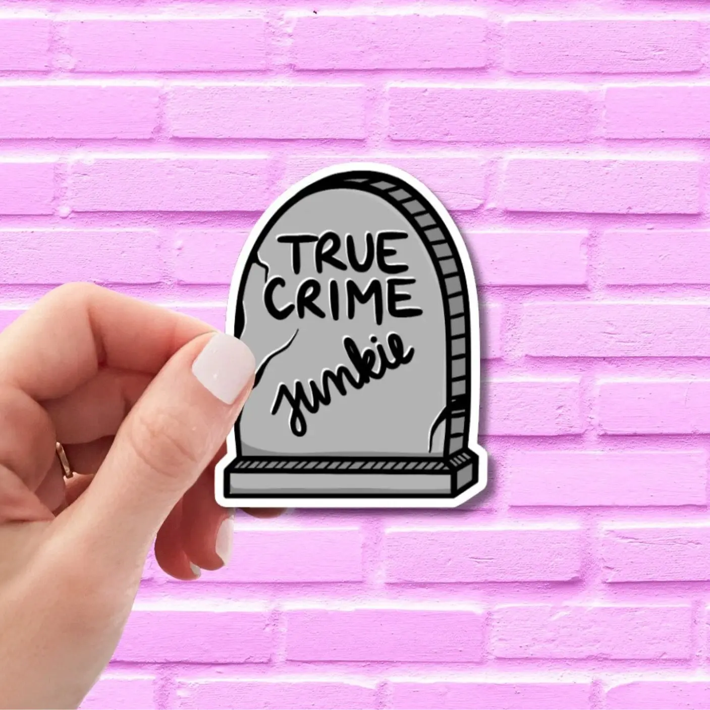True Crime Junkie Vinyl Sticker for Laptop, Water Bottle, Kindle, Journal, Notebook & More